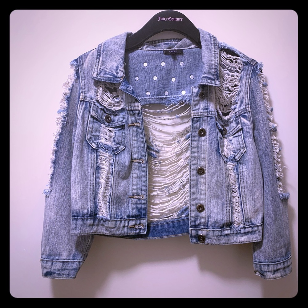Denim blue cropped jacket